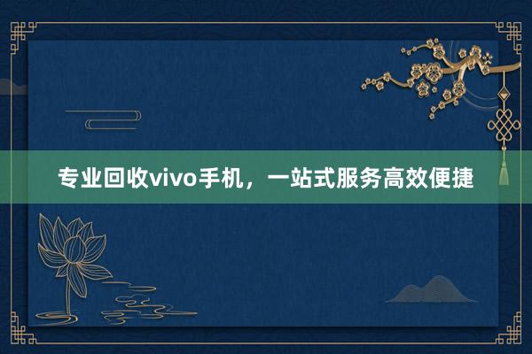 专业回收vivo手机，一站式服务高效便捷